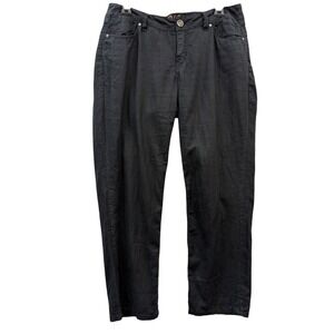 Worn Linen Cotton Blend Black Straight Leg Pants Minimalist Resort Wear 10